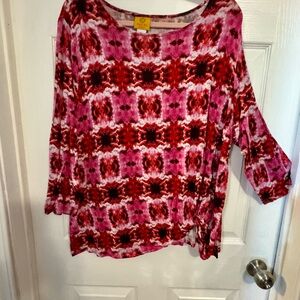 Ruby Rd. Vibrant Pink and Red Blouse